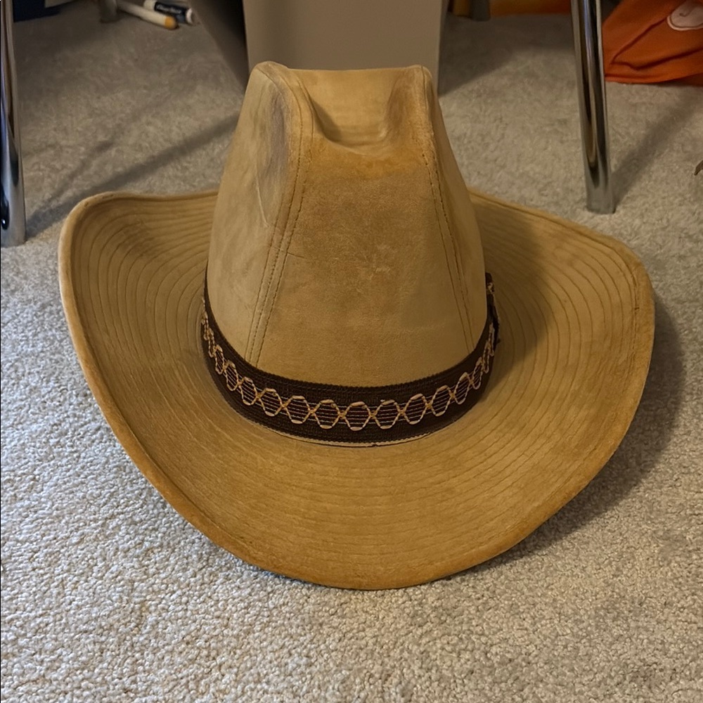 Tan and Brown Western Cowboy Hat with Decorative Band